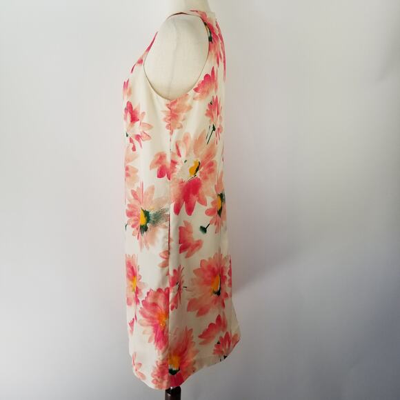 Donna Morgan Cream Pink Green Floral Sleeveless Pleated Dress Excellent Size 8 - Picture 2 of 5